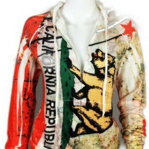 Passion M California USA Flag Hoodie Hooded Red